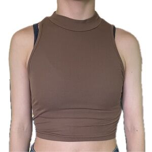 Donated to LA Fire victims. Brown crop mock neck top